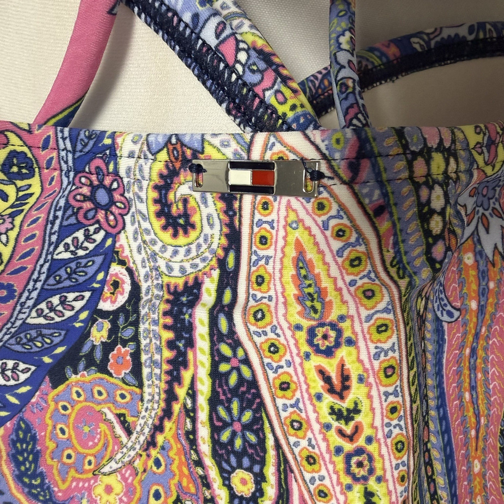 Tommy Hilfiger Halter Bandeau Tankini Top Women's Large Blue Multi - Picture 5 of 8